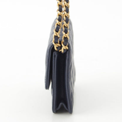 Chanel Quilted Mini Caviar Leather Coco Buttons Chain Shoulder Bag Navy — view 3