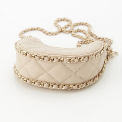 Chanel Quilted Mini Hobo Chain Leather Shoulder Bag Ivory — view 5