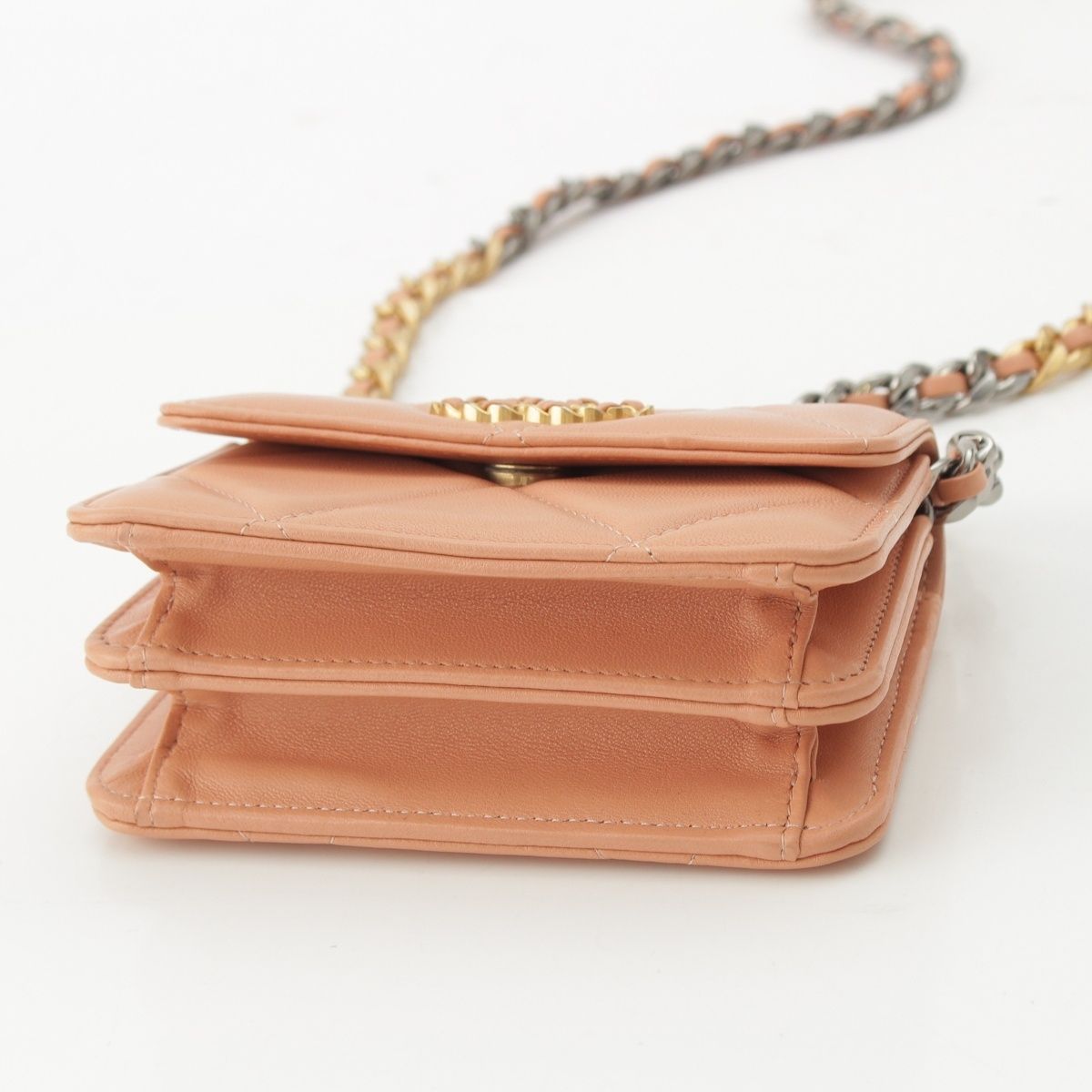 Chanel 19 Mini Lambskin Shoulder Bag Pink Beige — view 5