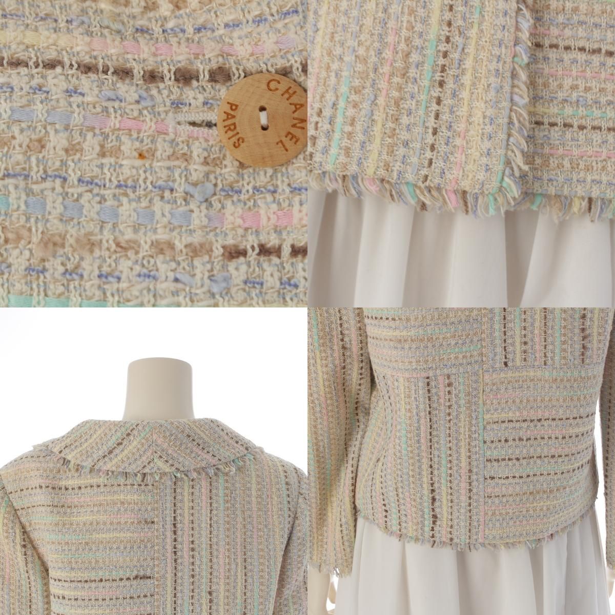 Chanel 00C Tweed Jacket Wood Button Multicolor 38 — view 8