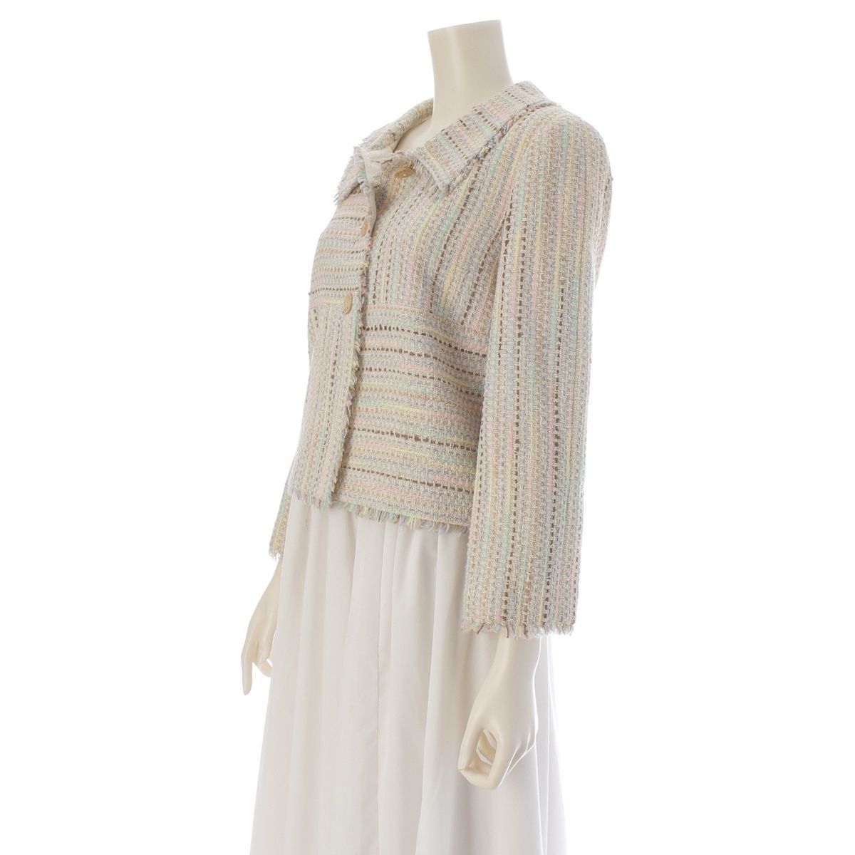 Chanel 00C Tweed Jacket Wood Button Multicolor 38 — view 2