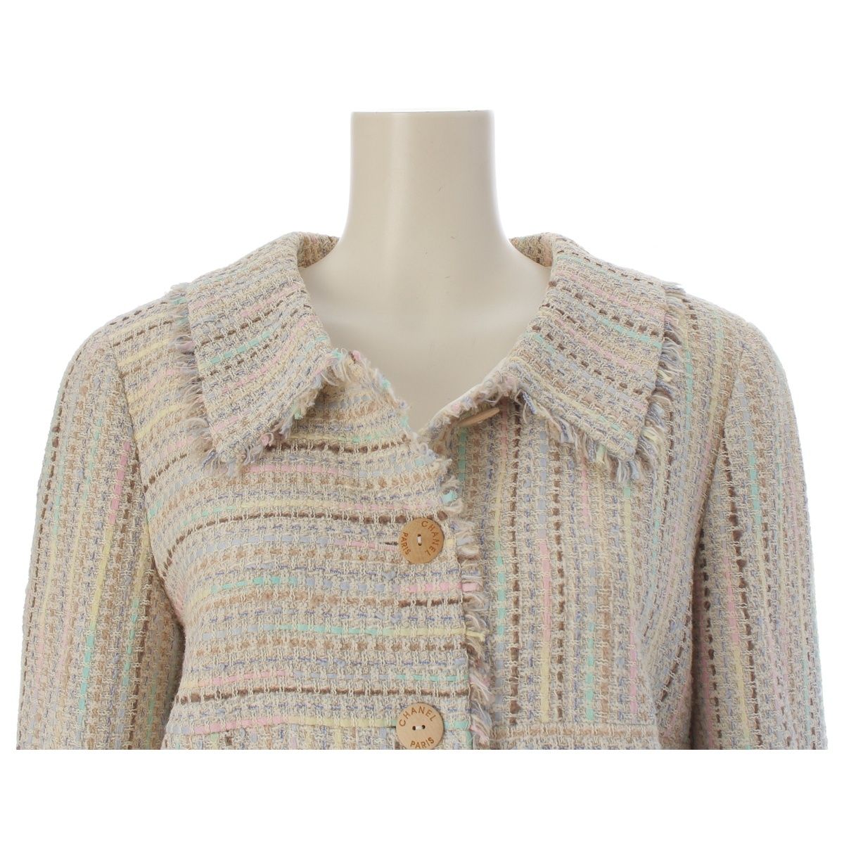 Chanel 00C Tweed Jacket Wood Button Multicolor 38 — view 5