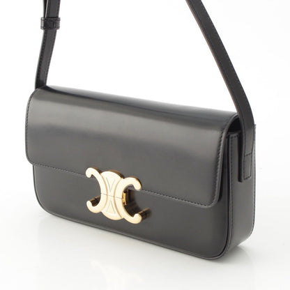 Celine Triomphe Claude Shiny Calfskin Shoulder Bag Black — view 3