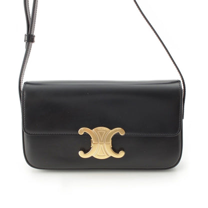 Celine Triomphe Claude Shiny Calfskin Shoulder Bag Black — view 2