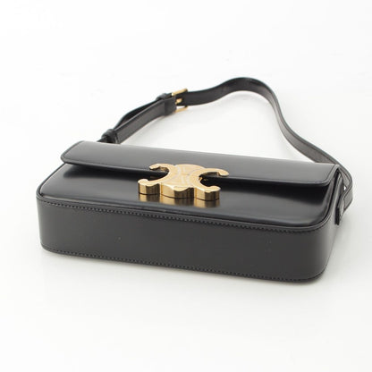 Celine Triomphe Claude Shiny Calfskin Shoulder Bag Black — view 6