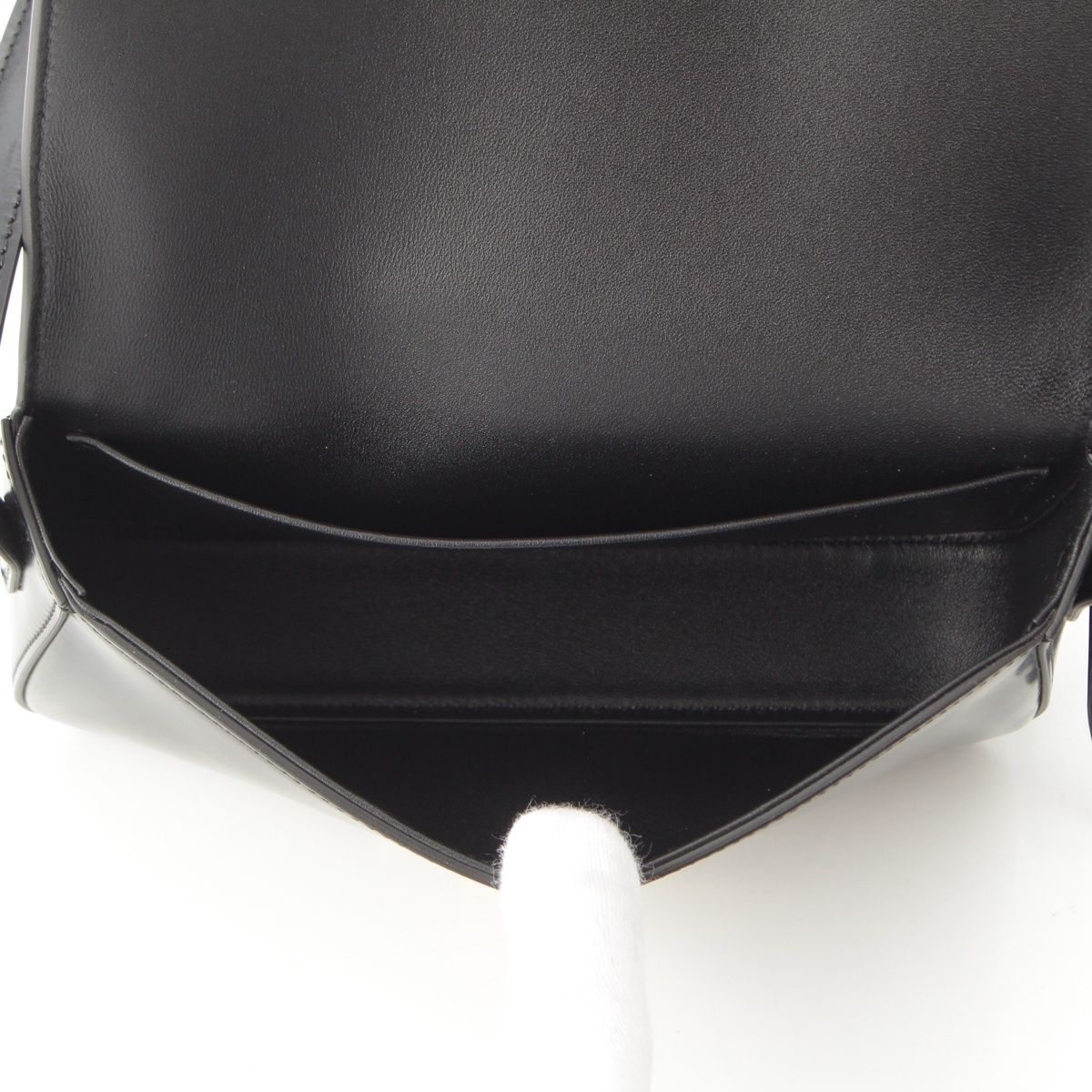 Celine Triomphe Claude Shiny Calfskin Shoulder Bag Black — view 7