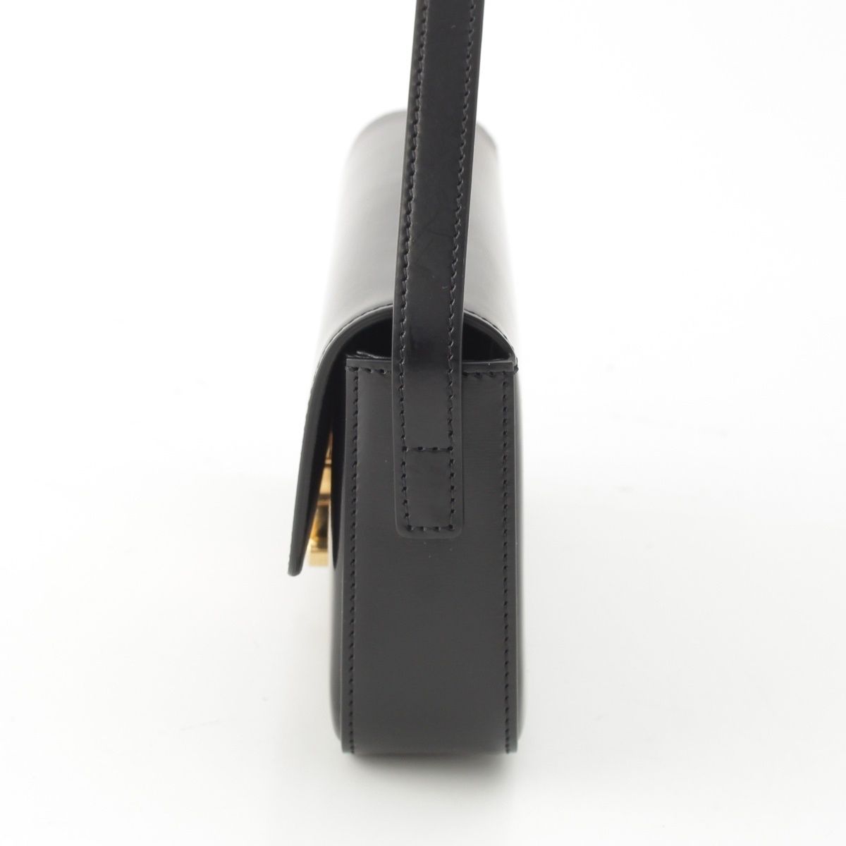 Celine Triomphe Claude Shiny Calfskin Shoulder Bag Black — view 4