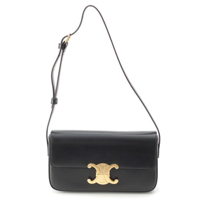 Celine Triomphe Claude Shiny Calfskin Shoulder Bag Black