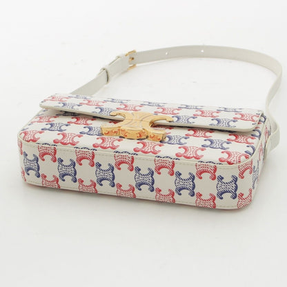 Celine Triomphe Claude Tennis Calfskin Small Shoulder Bag White Blue — view 6