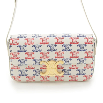 Celine Triomphe Claude Tennis Calfskin Small Shoulder Bag White Blue — view 2