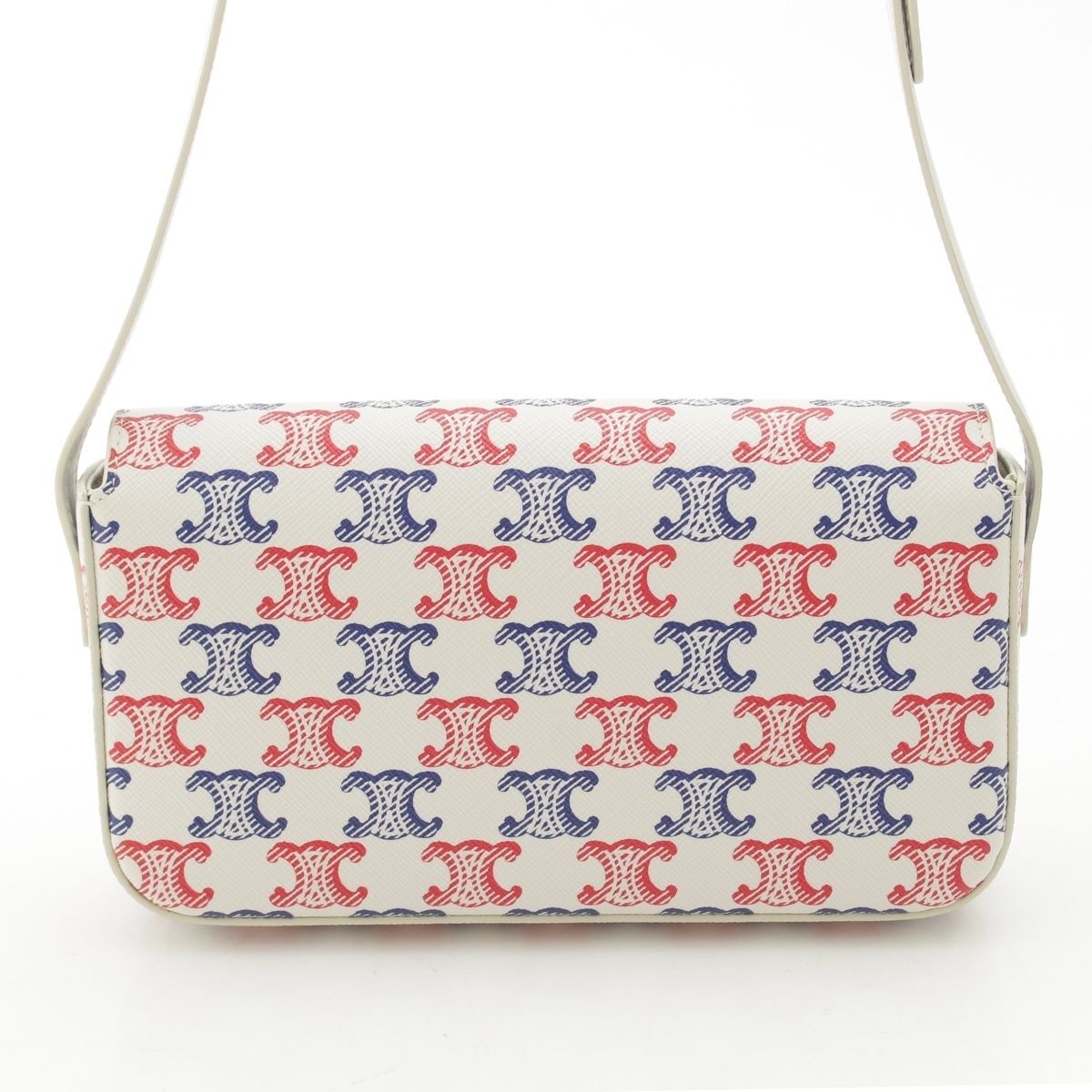 Celine Triomphe Claude Tennis Calfskin Small Shoulder Bag White Blue — view 5