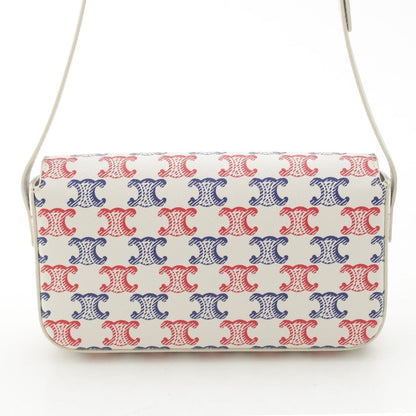 Celine Triomphe Claude Tennis Calfskin Small Shoulder Bag White Blue — view 5