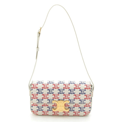 Celine Triomphe Claude Tennis Calfskin Small Shoulder Bag White Blue