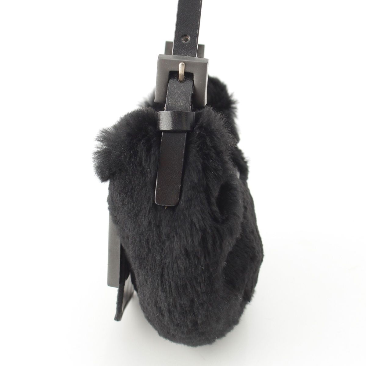 Fendi Mamma Mini Croissant Fur FF Fur Pouch Black — view 3