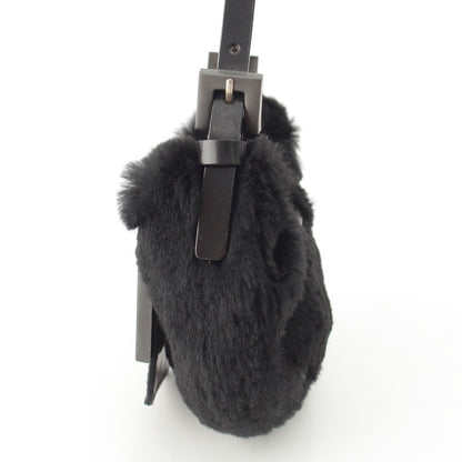 Fendi Mamma Mini Croissant Fur FF Fur Pouch Black — view 3