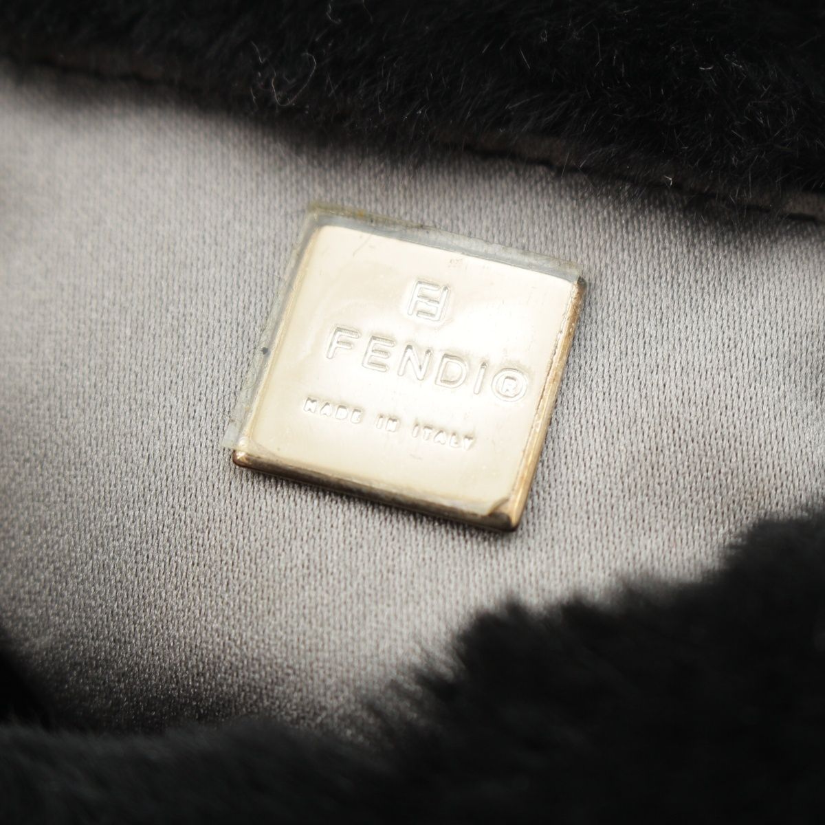 Fendi Mamma Mini Croissant Fur FF Fur Pouch Black — view 7