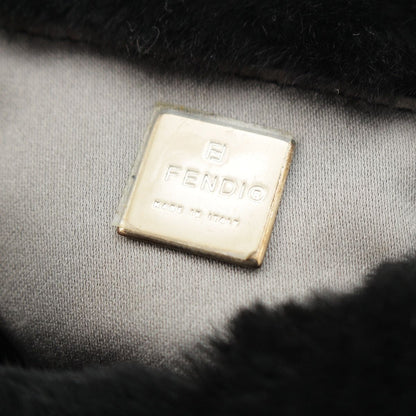 Fendi Mamma Mini Croissant Fur FF Fur Pouch Black — view 7