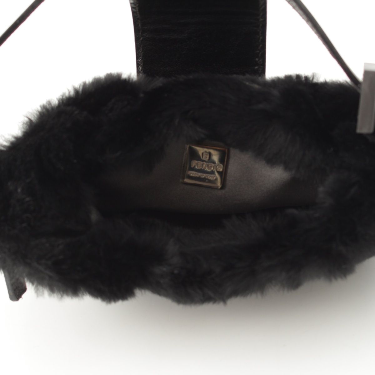 Fendi Mamma Mini Croissant Fur FF Fur Pouch Black — view 6