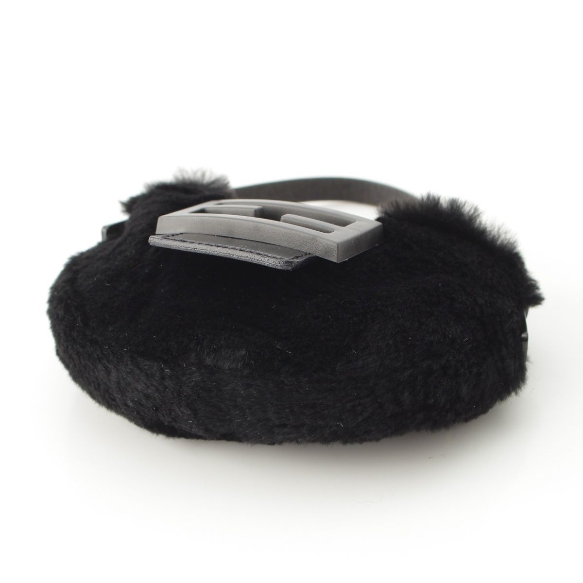 Fendi Mamma Mini Croissant Fur FF Fur Pouch Black — view 5