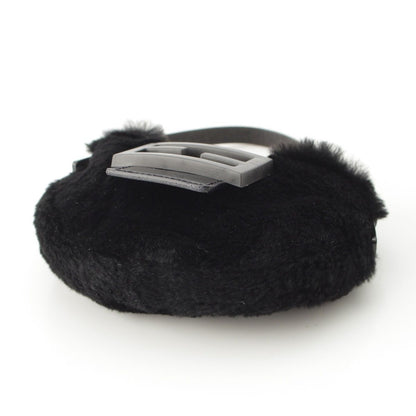 Fendi Mamma Mini Croissant Fur FF Fur Pouch Black — view 5