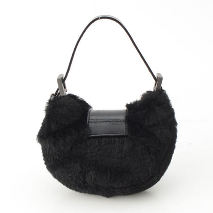 Fendi Mamma Mini Croissant Fur FF Fur Pouch Black — view 4
