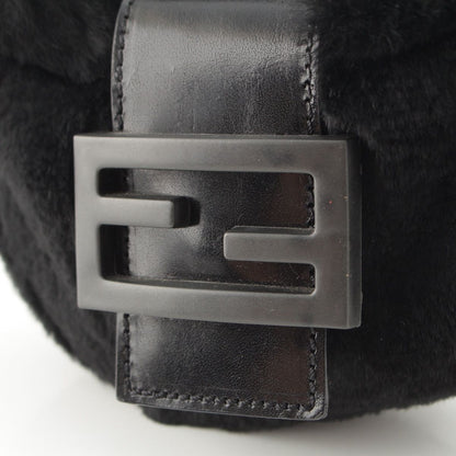 Fendi Mamma Mini Croissant Fur FF Fur Pouch Black — view 8