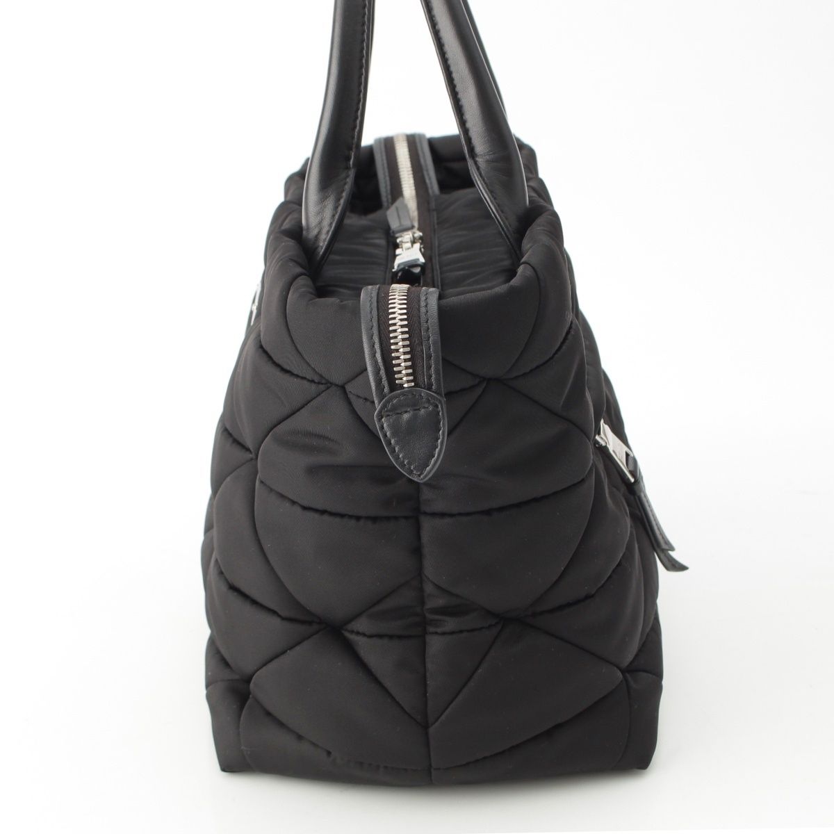 Prada Re-Nylon Padded Nylon Triangle Logo 2-Way Medium Tote Black — view 3