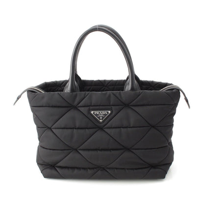 Prada Re-Nylon Padded Nylon Triangle Logo 2-Way Medium Tote Black