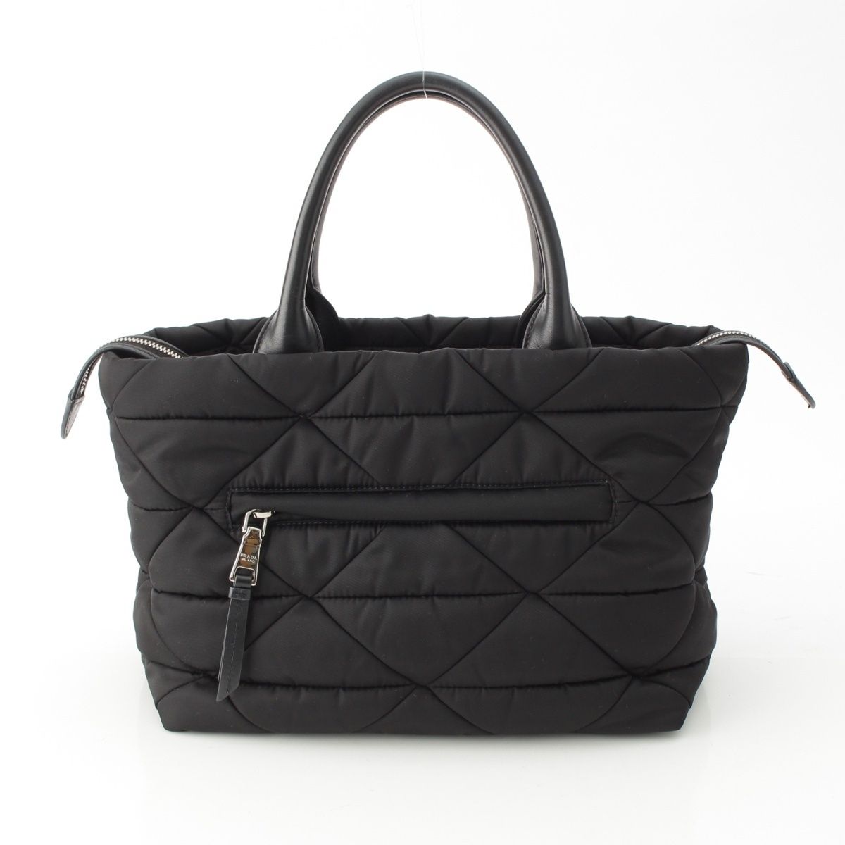 Prada Re-Nylon Padded Nylon Triangle Logo 2-Way Medium Tote Black — view 4