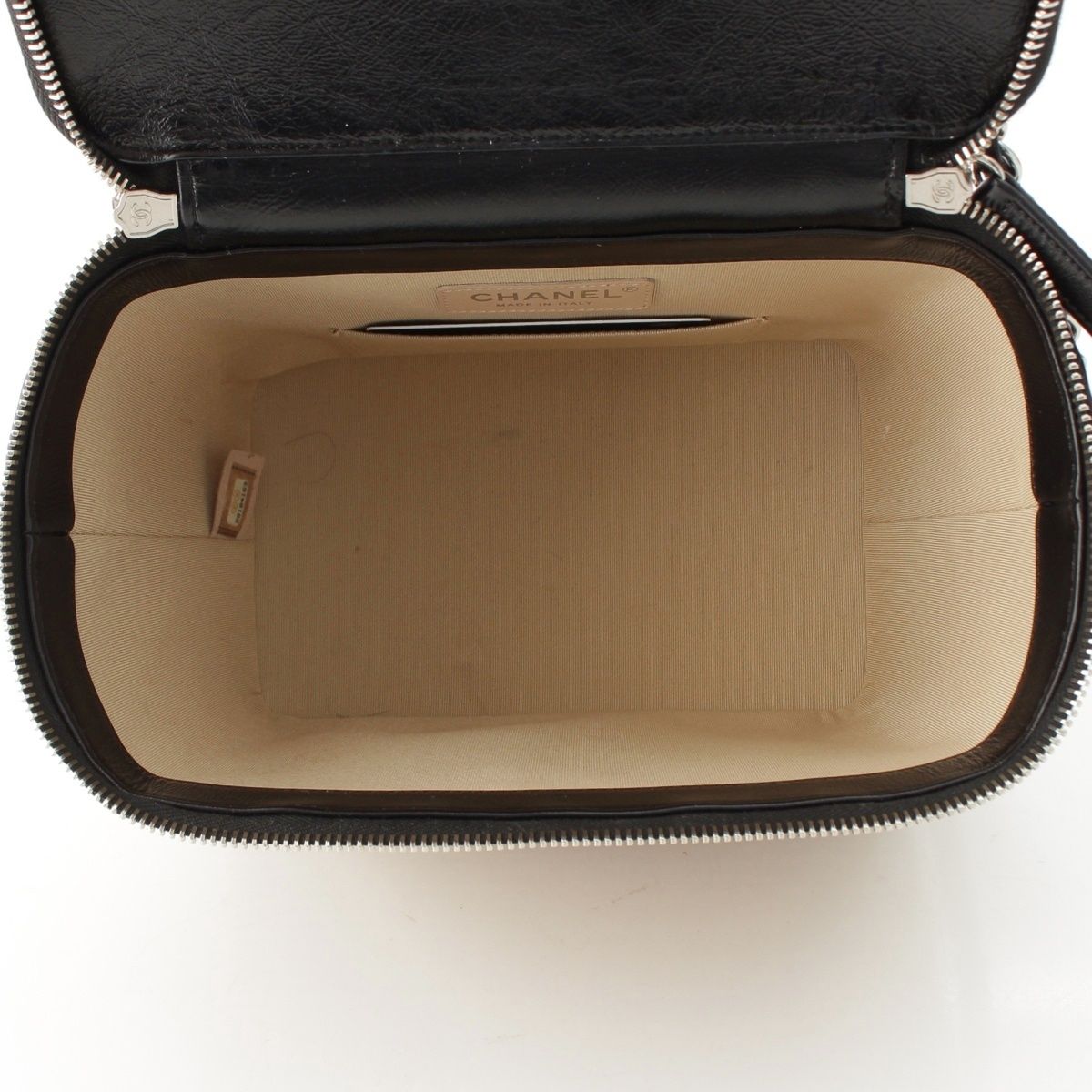 Chanel Rattan Leather CC Logo 2-Way Vanity Shoulder Bag Black Beige — view 6