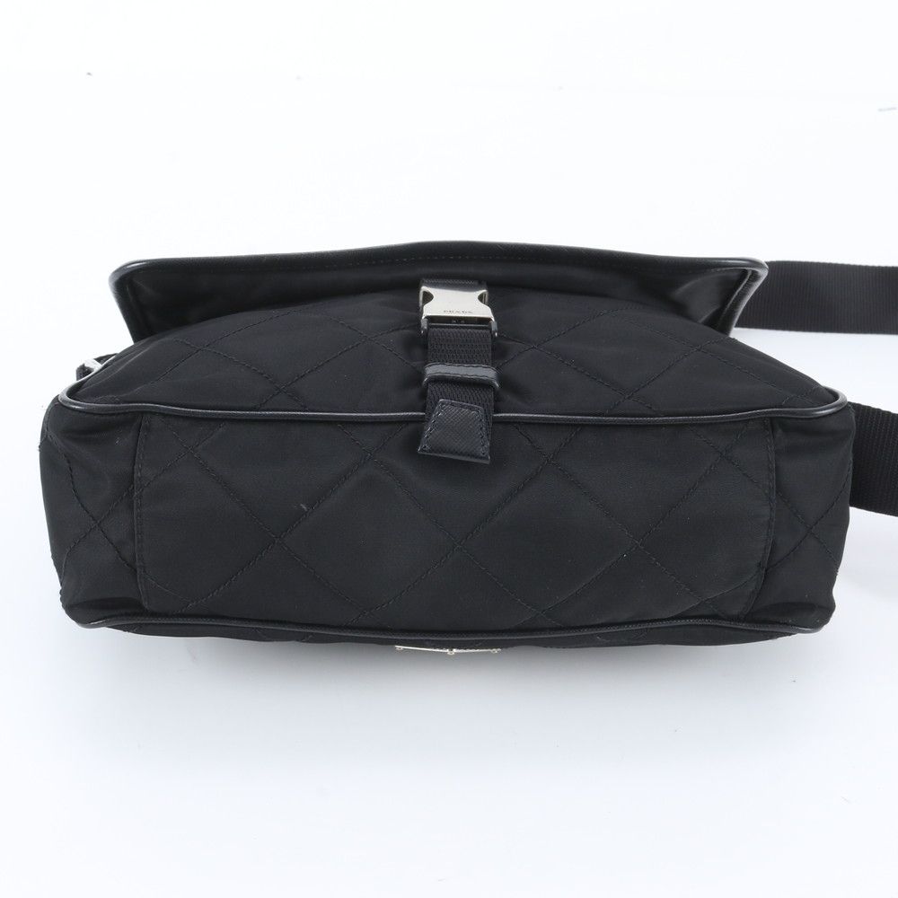 Prada White Tag with Tessuto Nylon Triangle Logo Leather Shoulder Bag — view 5