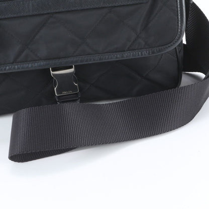 Prada White Tag with Tessuto Nylon Triangle Logo Leather Shoulder Bag — view 2