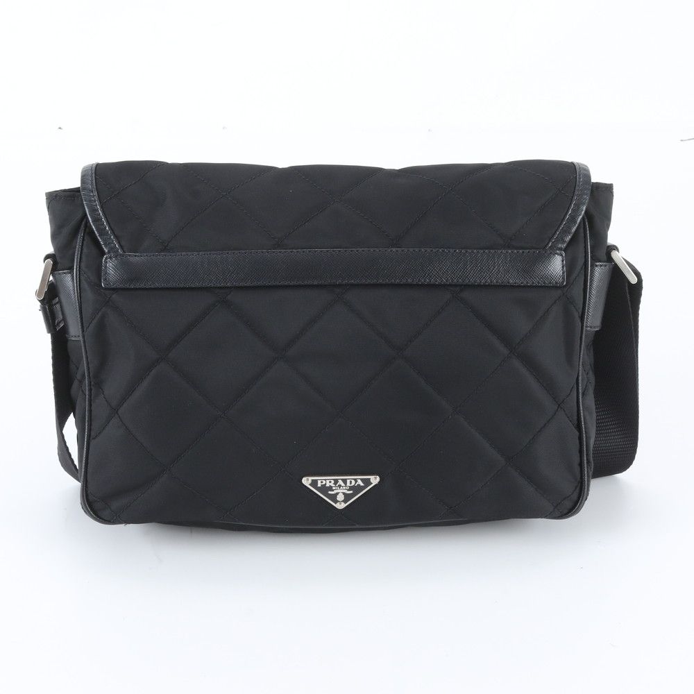 Prada White Tag with Tessuto Nylon Triangle Logo Leather Shoulder Bag — view 3