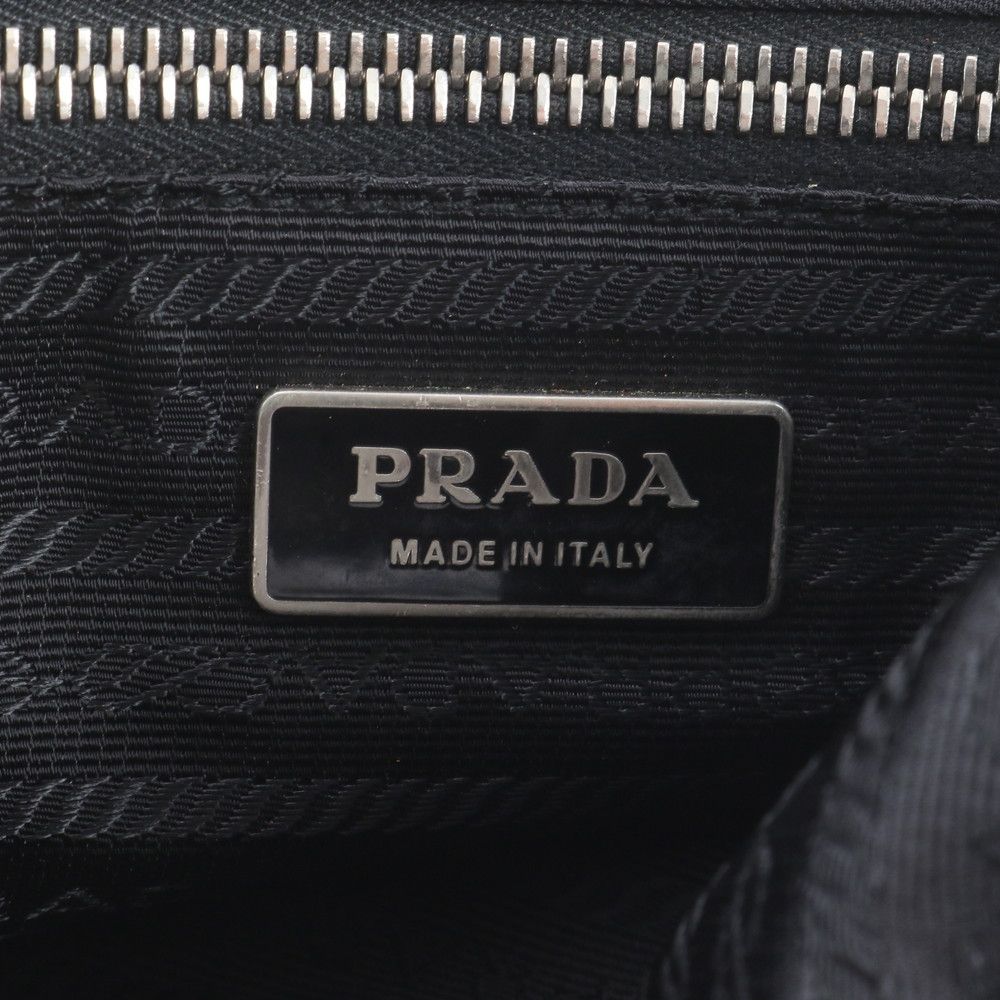 Prada White Tag with Tessuto Nylon Triangle Logo Leather Shoulder Bag — view 8