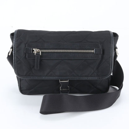 Prada White Tag with Tessuto Nylon Triangle Logo Leather Shoulder Bag