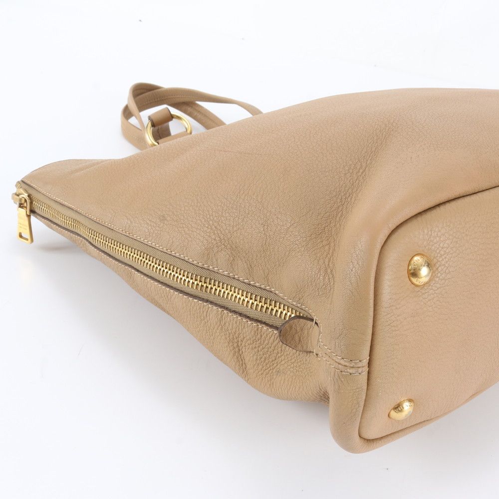 Prada Vitello Daino Leather Tote Shoulder Hand Brown — view 6