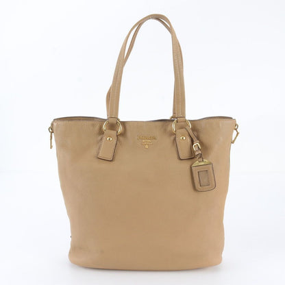 Prada Vitello Daino Leather Tote Shoulder Hand Brown