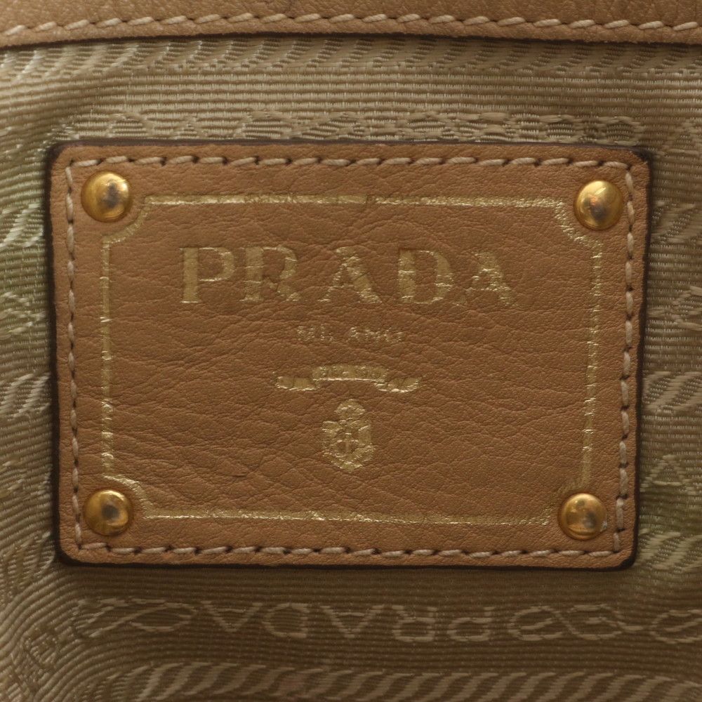 Prada Vitello Daino Leather Tote Shoulder Hand Brown — view 8