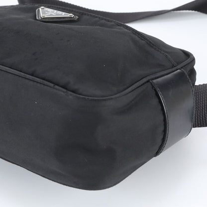 Prada White Tag Tessuto Nylon Triangle Logo Leather Shoulder Bag — view 4