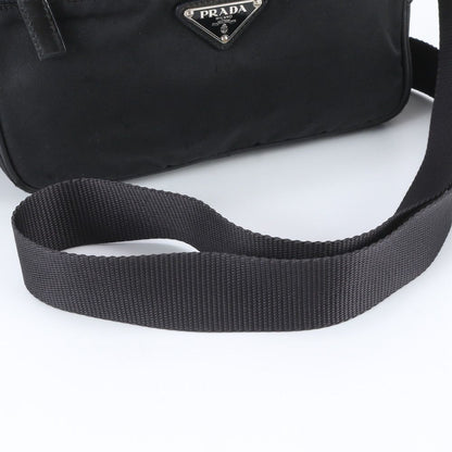 Prada White Tag Tessuto Nylon Triangle Logo Leather Shoulder Bag — view 2
