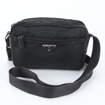 Prada White Tag Tessuto Nylon Triangle Logo Leather Shoulder Bag