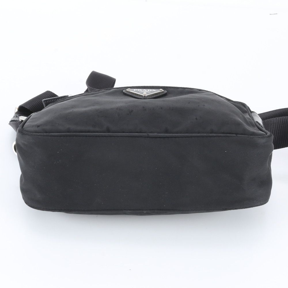 Prada White Tag Tessuto Nylon Triangle Logo Leather Shoulder Bag — view 5