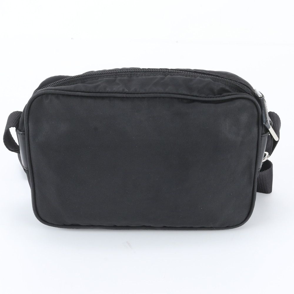 Prada White Tag Tessuto Nylon Triangle Logo Leather Shoulder Bag — view 3