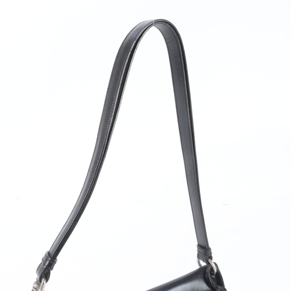 Prada White Tag Triangle Logo Half Moon Leather Shoulder Bag — view 2