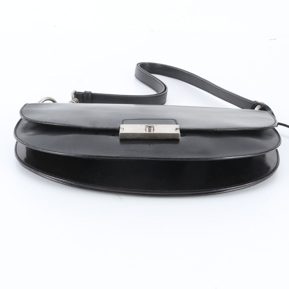 Prada White Tag Triangle Logo Half Moon Leather Shoulder Bag — view 5