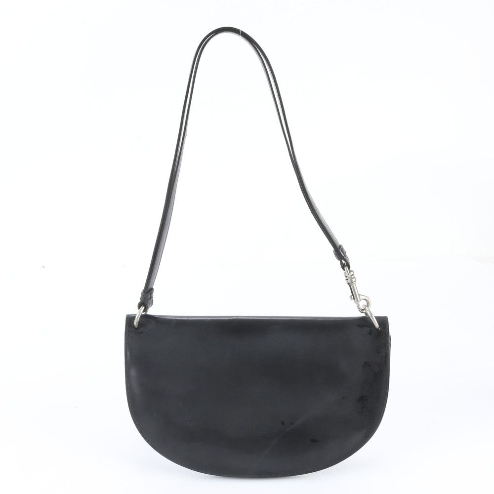 Prada White Tag Triangle Logo Half Moon Leather Shoulder Bag — view 3