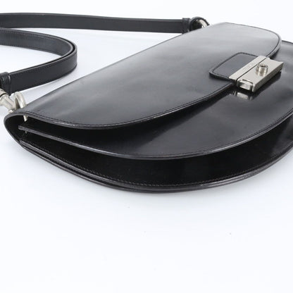 Prada White Tag Triangle Logo Half Moon Leather Shoulder Bag — view 6