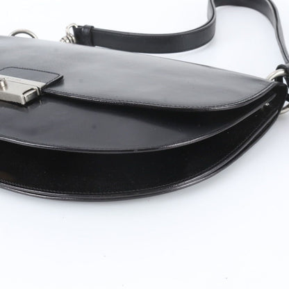 Prada White Tag Triangle Logo Half Moon Leather Shoulder Bag — view 4