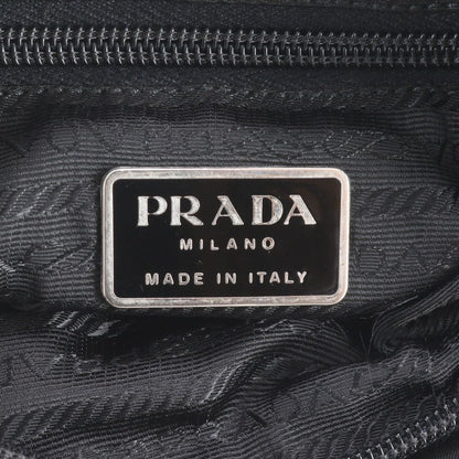 Prada White Tag Tessuto Nylon Triangle Logo Leather Shoulder Bag — view 8
