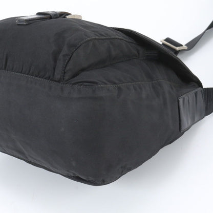 Prada White Tag Tessuto Nylon Triangle Logo Leather Shoulder Bag — view 4